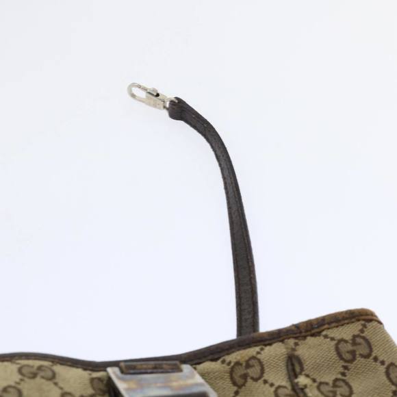 GUCCI GG Canvas Web Sherry Line Hand Bag Canvas Leather Beige Green Auth 53681 - Picture 10 of 16